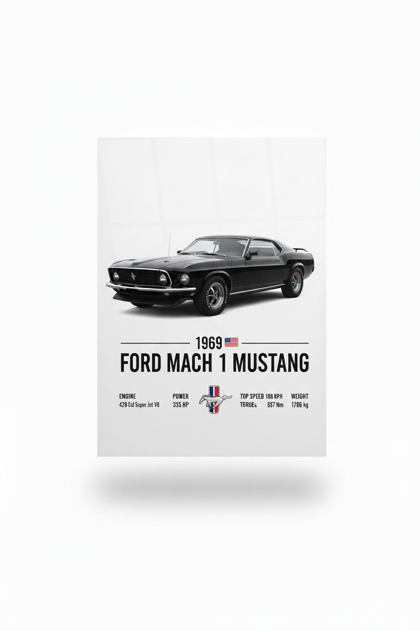 1969 Mustang Muscle Car Glossy Poster