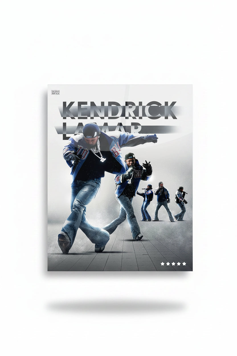 Album cover featuring a person in a blue jacket and jeans with multiple smaller images of the same person, set against a gray background.